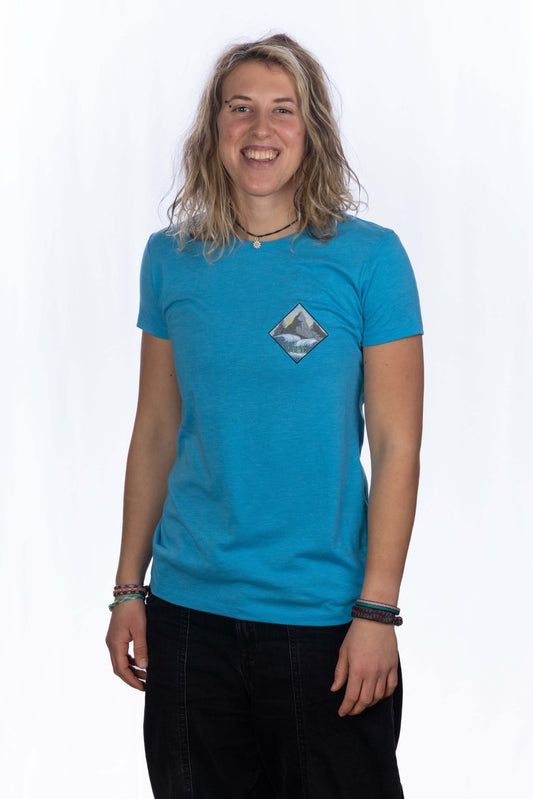 ryde 4 lyfe - women's Free Flow Fitted T-Shirt - turquoise - front