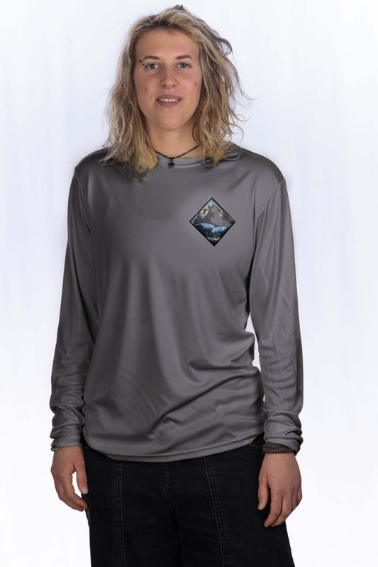 ryde 4 lyfe - women's Free Flow Unisex Long Sleeve T-Shirt - Charcoal - front